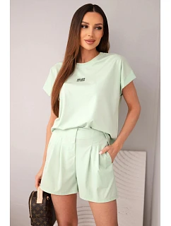 Dámský komplet z s halenkou a šortkami se tmavá mátová model 22147952 - K-Fashion