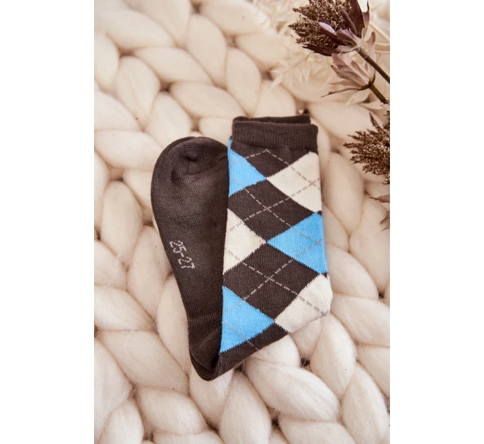 Młodzieżowe Wysokie Skarpety W Kratę 5-Pak Multikolor