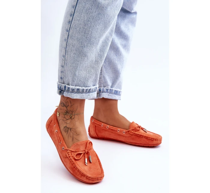 Damskie Zamszowe Mokasyny Pomarańczowe Si Passione Damskie Zamszowe Mokasyny Pomarańczowe Si Passione