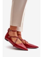 Dámské baleríny se a pásky bordové model 21670189 - Boto Dámské baleríny se a pásky bordové model 21670189 - Boto