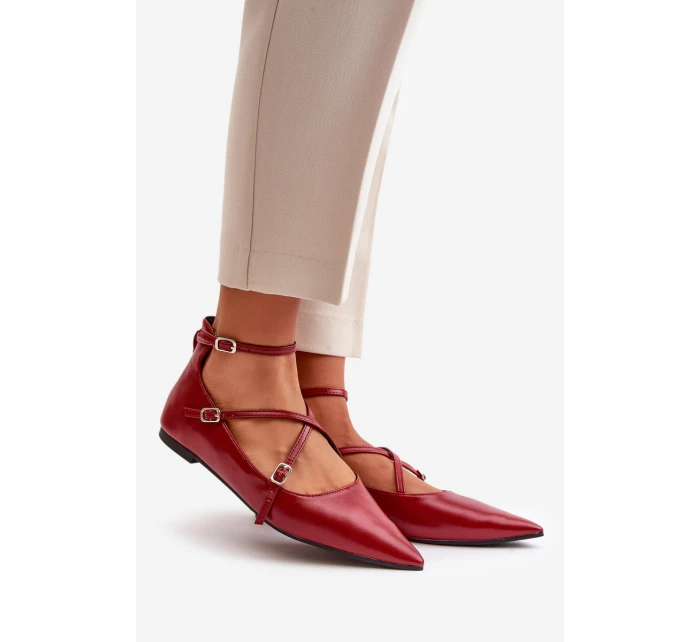 Dámské baleríny se a pásky bordové model 21670189 - Boto Dámské baleríny se a pásky bordové model 21670189 - Boto