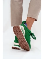 Semišové dámské tenisky na platformě s šněrováním  zelené model 21710412 - Artiker