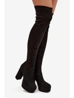 Kozačky na podpatku a platformě za koleno černé model 21744723 - Boto