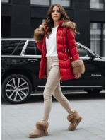 Dámská prošívaná zimní bunda s kapucí červená Dstreet model 21993703 - FashionStreet