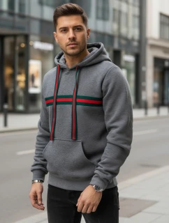 Pánská mikina s kapucí tmavě šedá model 21994643 - Dstreet