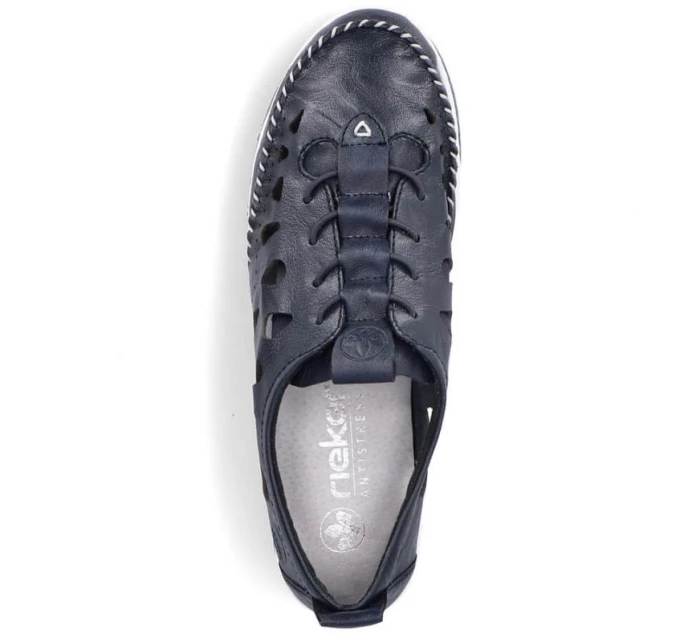 W modrá kožená polobotka s podrážkou model 19737391 - Rieker W modrá kožená polobotka s podrážkou model 19737391 - Rieker