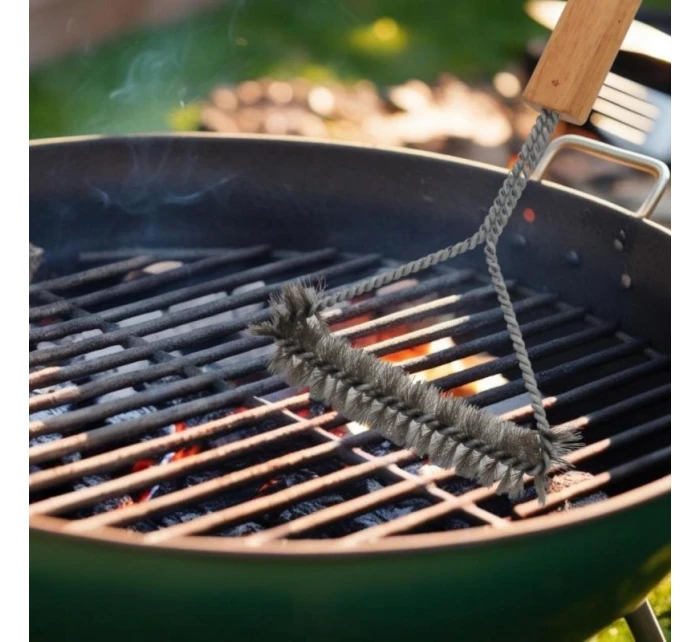 30x14 cm čistiaca kefka s drevenou rukoväťou