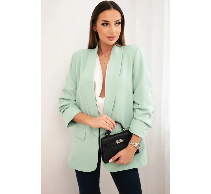 Bunda s klopou elegantná svetlá mentolová