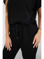 Súprava bavlnená blúzka + nohavice čierna