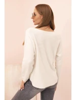 Dámský svetr s viskózou a výstřihem do V světlé béžový