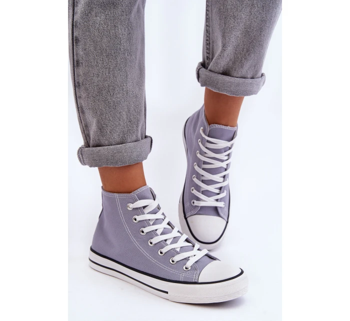 Dámské klasické vysoké tenisky šedé model 21626477 - Boto Dámské klasické vysoké tenisky šedé model 21626477 - Boto