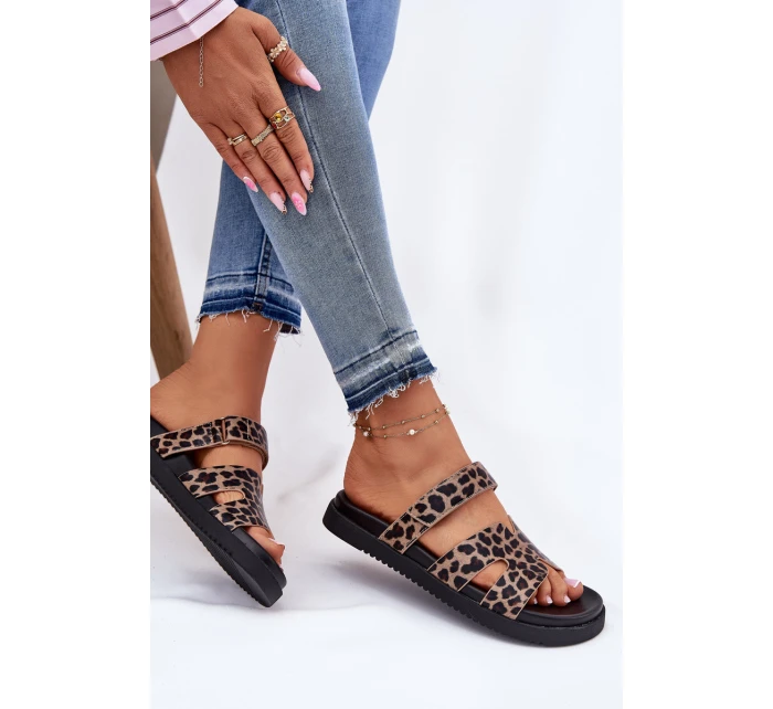 Klapki Damskie Z Rzepem Vinceza 17401 Panterka