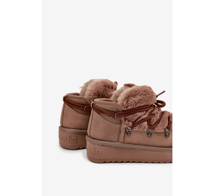 Śniegowce Dziecięce Młodzieżowe Z Futerkiem D.Franklin DFSH370011 Brązowe