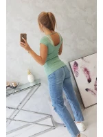 Halenka se model 18746410 výstřihem tmavě mátová - K-Fashion