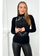 Pletená halenka se stříbrným model 19062274 vzorem černá - K-Fashion