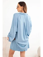 Dámske viskózové tričko s gombíkmi a voľné džínsové šortky