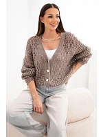 Dámský svetr oversized s knoflíky a model 22293702 fango zelený - K-Fashion Dámský svetr oversized s knoflíky a model 22293702 fango zelený - K-Fashion