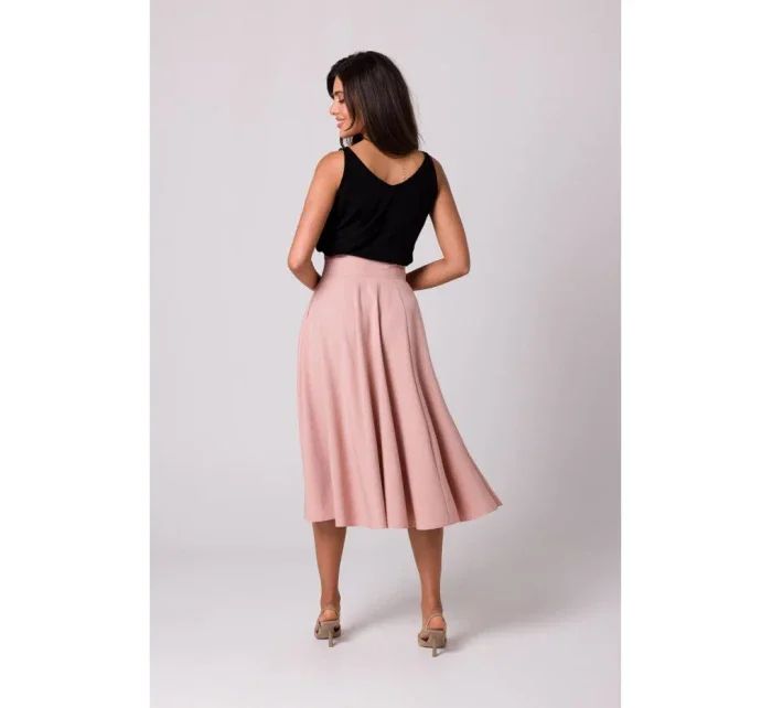 model 18407339 Sukně s vysokým pasem růžová - BeWear model 18407339 Sukně s vysokým pasem růžová - BeWear