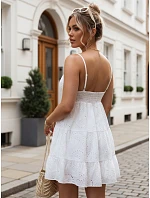 Biele bavlnené šaty s výšivkou na ramienkach FashionStreet EY2671