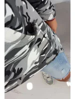 Mikina s dlhým chrbtom moro grey+black