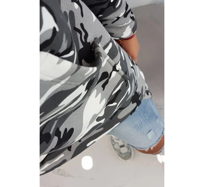 Mikina s dlhým chrbtom moro grey+black