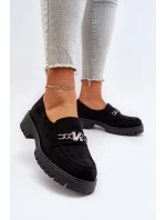 Dámské semišové mokasíny s ozdobou černé model 21651955 - VINCEZA Dámské semišové mokasíny s ozdobou černé model 21651955 - VINCEZA