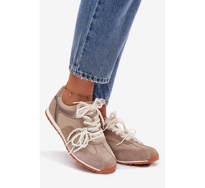 Kožené semišové dámské tenisky Big Star model 22100153 béžové - Big Star Shoes