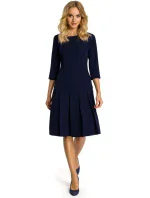 M336 Šaty so spadnutým pásom a záhyby - tmavo modré