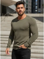 Pánsky khaki pulóver cez hlavu WX1606