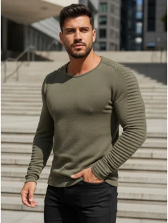 Pánsky khaki pulóver cez hlavu WX1606