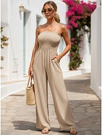 Dámsky letný overal so širokými nohavicami béžový FashionStreet EY2653