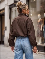 Dámska prechodná bunda typu bomber so stojáčikom, hnedá, FashionStreet TY6022