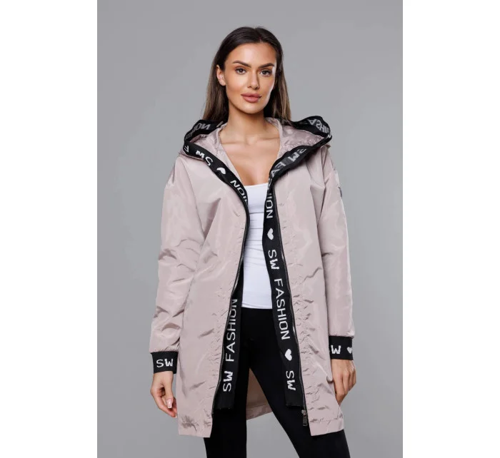 Dámska tenká bunda s kakaovým lemovaním (B8145-51)