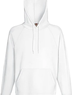 Fruit of the Loom Lightweight Hooded Sweat Pánska mikina s kapucňou a raglánovými rukávmi 16.2140 biela