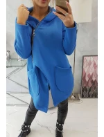 Zateplená mikina s asymetrickým zipsom nevädzovo modrá