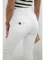 Bavlněné kalhoty se zirkony na  bílý model 20590358 - K-Fashion