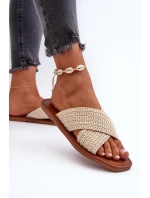 Klapki Damskie Płaskie Big Star NN274078 Beżowe