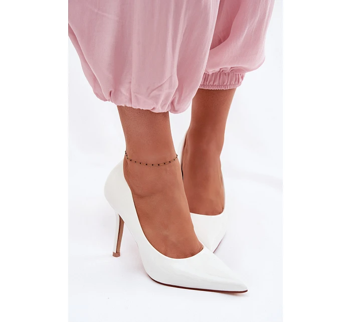 Klasické lakované lodičky z imitace kůže bílé Odira