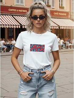 Dámske bavlnené tričko s potlačou, klasický strih, FashionStreet NX8014RY
