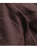 Hnedý dlhý vlnený prehoz cez oblečenie typu alpaka s kapucňou (908)