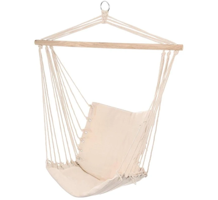 BRAZÍLSKA ZÁVESNÁ SEDACIA SEDAČKA HAMAK 100x50 cm PRÍRODNÉ S PUSHION PUSH WHITE