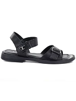 Dámské černé kožené sandály model 22117673 - VINCEZA