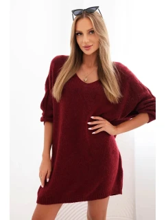 Dámske Plus veľkosť vlny V-neck sukne bordová