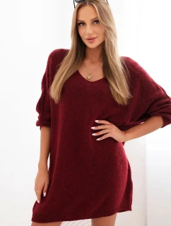 Dámská model 21291625 Plus Size vlněná s výstřihem do V bordová - K-Fashion