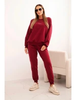 Dámska bavlnená súprava s potlačou Minimal burgundy