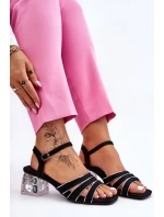 Zamszowe Sandały Z Kryształami Czarne Callan Zamszowe Sandały Z Kryształami Czarne Callan