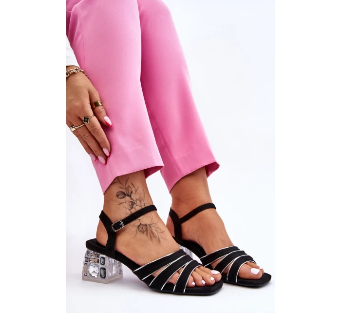 Zamszowe Sandały Z Kryształami Czarne Callan Zamszowe Sandały Z Kryształami Czarne Callan