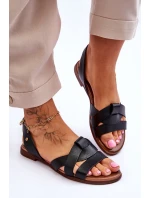 Pohodlné kožené sandále Black Kayla