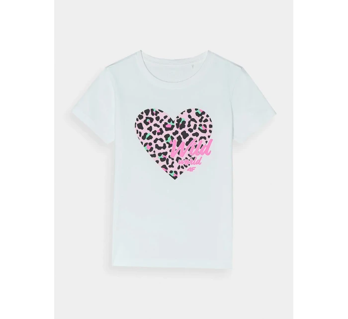 Dievčenské tričko s potlačou 4F - biele