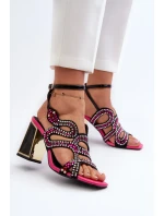 Dámske zdobené sandále na vysokom podpätku D&A Black Dámske zdobené sandále na vysokom podpätku D&A Black